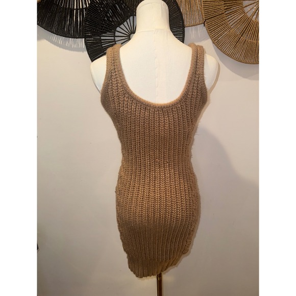 JLUXLABEL Tan Cable Knit Sweater Dress Mini Size M - Picture 2 of 5